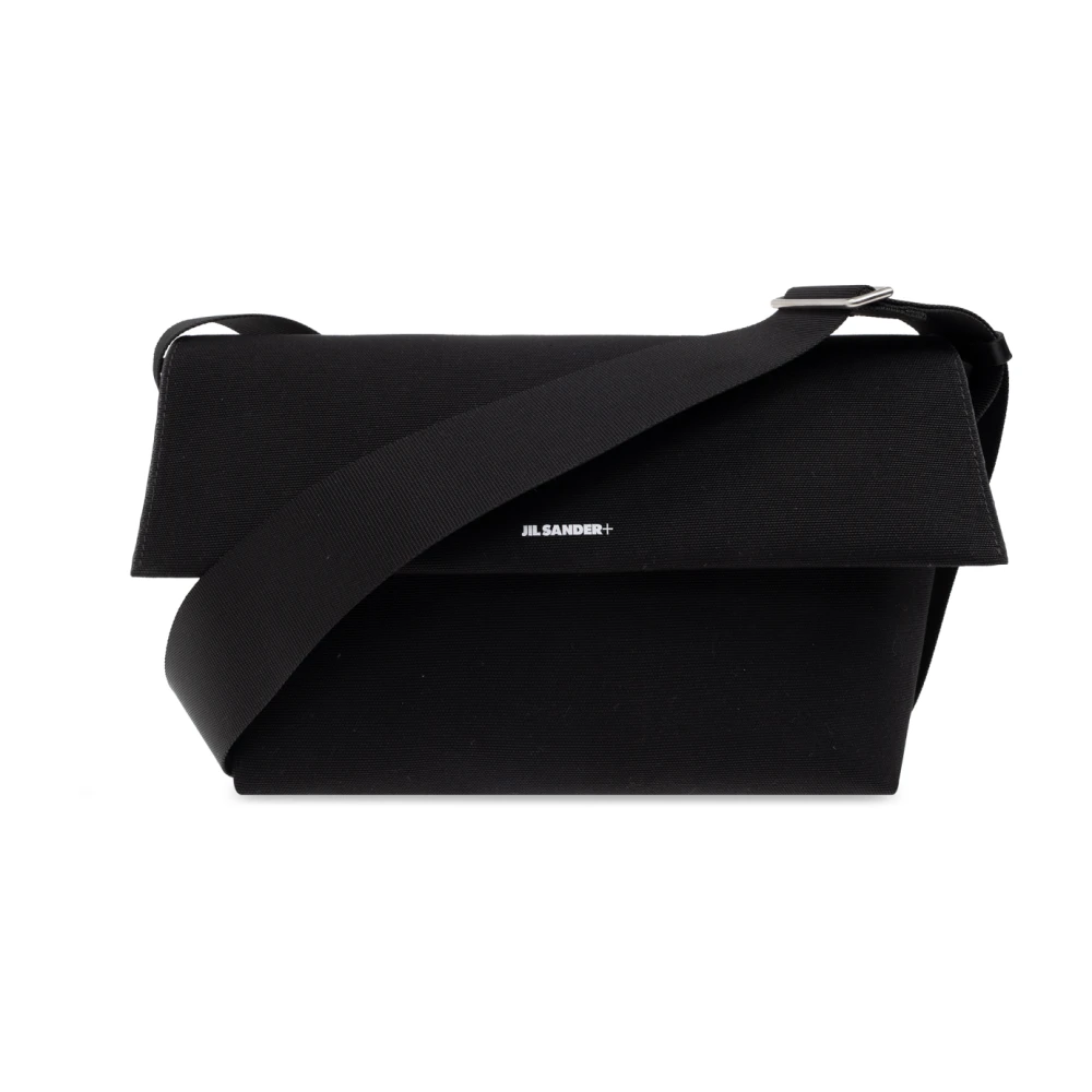 Jil Sander Schoudertas met bedrukt logo Black Heren