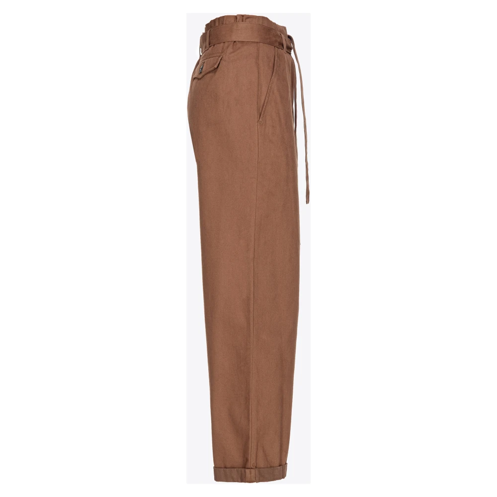 pinko Wijde Rechte Pijp Katoenen Broek Brown Dames