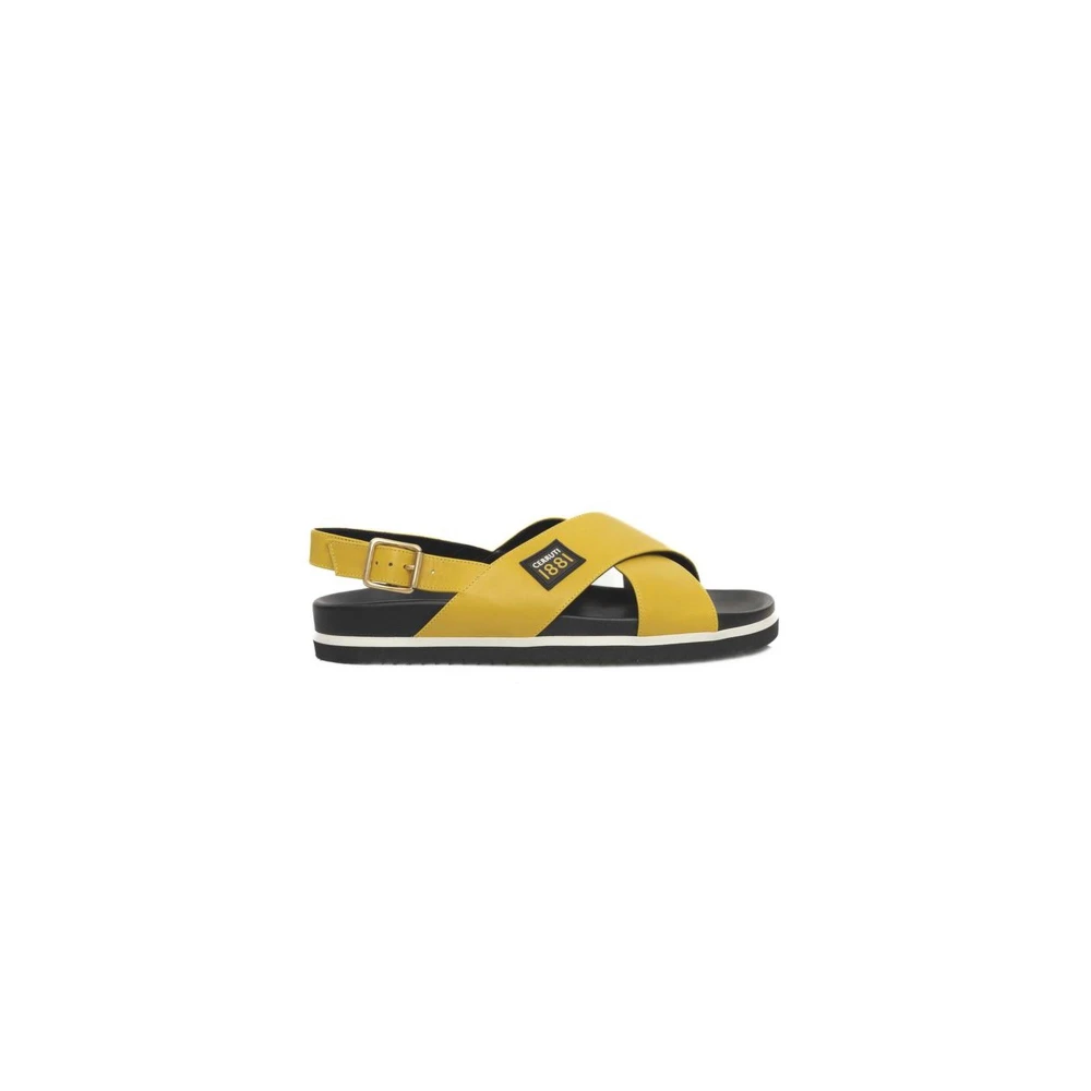Cerruti 1881 Women's Yellow Braided Leather Sandal With Buckle - Flat Sandals - 5 Uk- Shoes