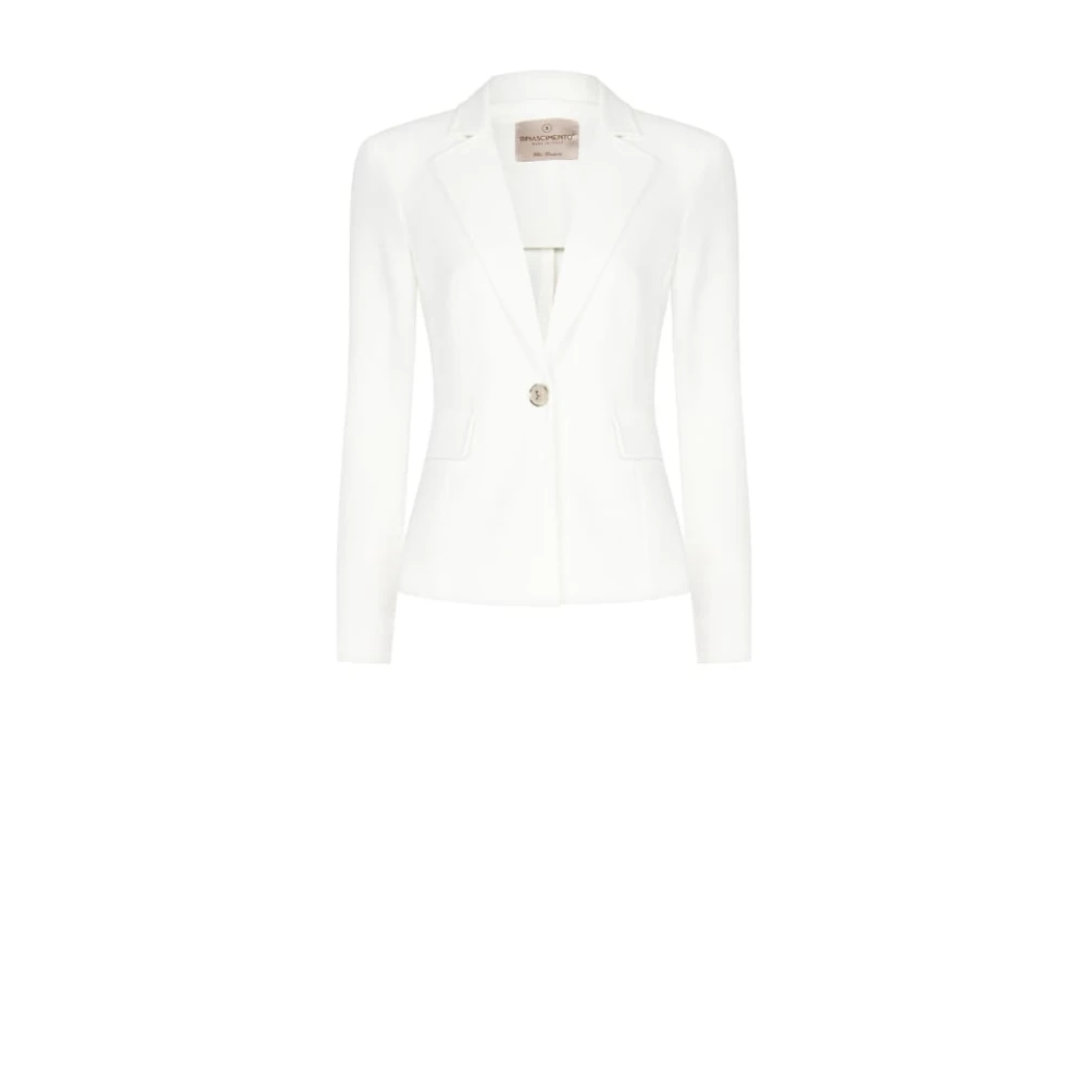 RINASCIMENTO Korte Scuba-Crepe Jas met RR-Logo White Dames