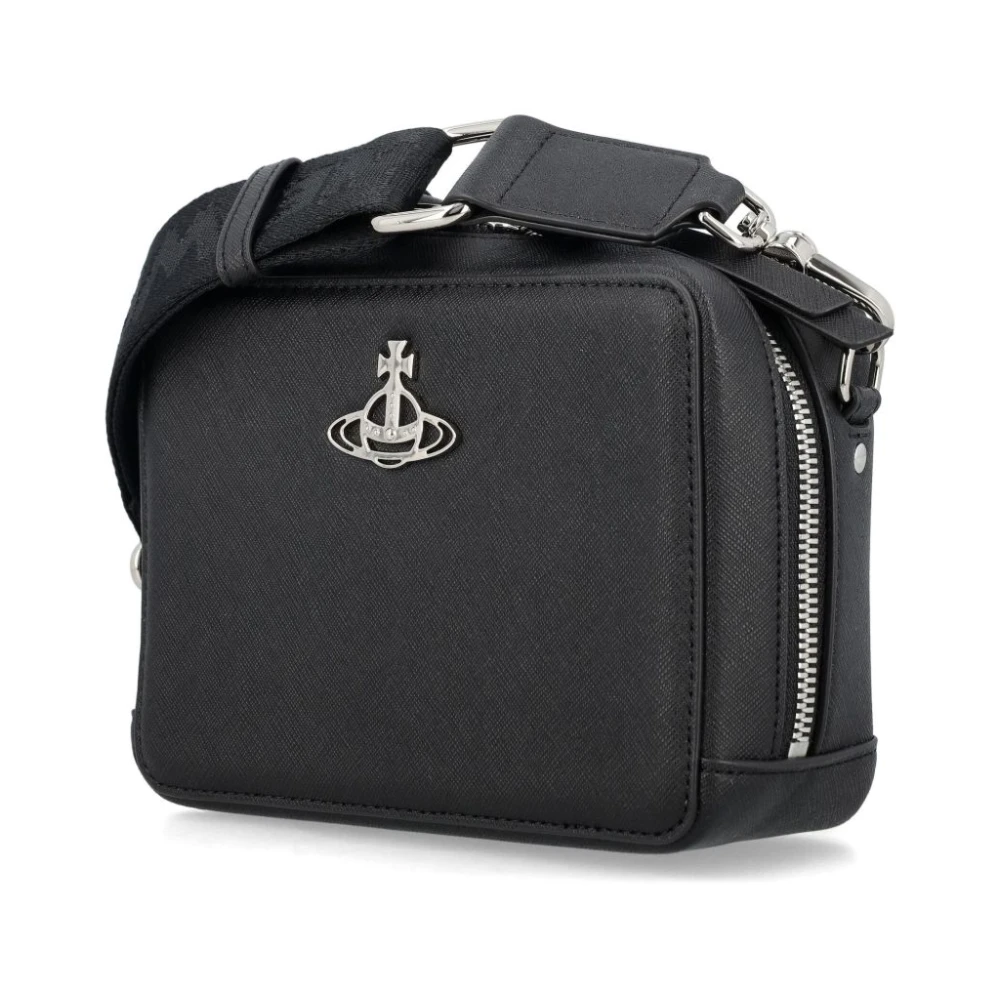 Vivienne Westwood Zwarte Leren Orb Plaque Schoudertas Black Dames