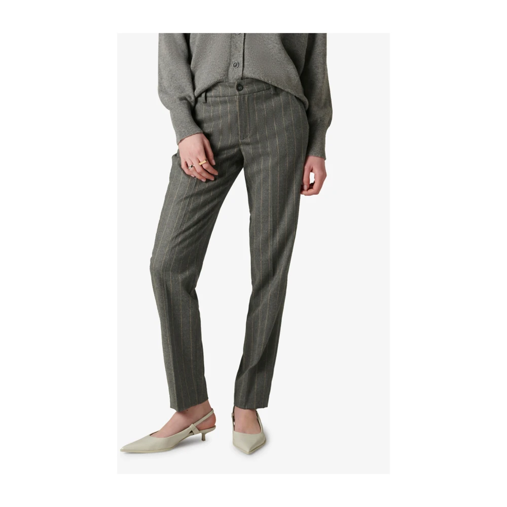Manila Grace Slim Fit Chino Broek in Grijs Gray Dames