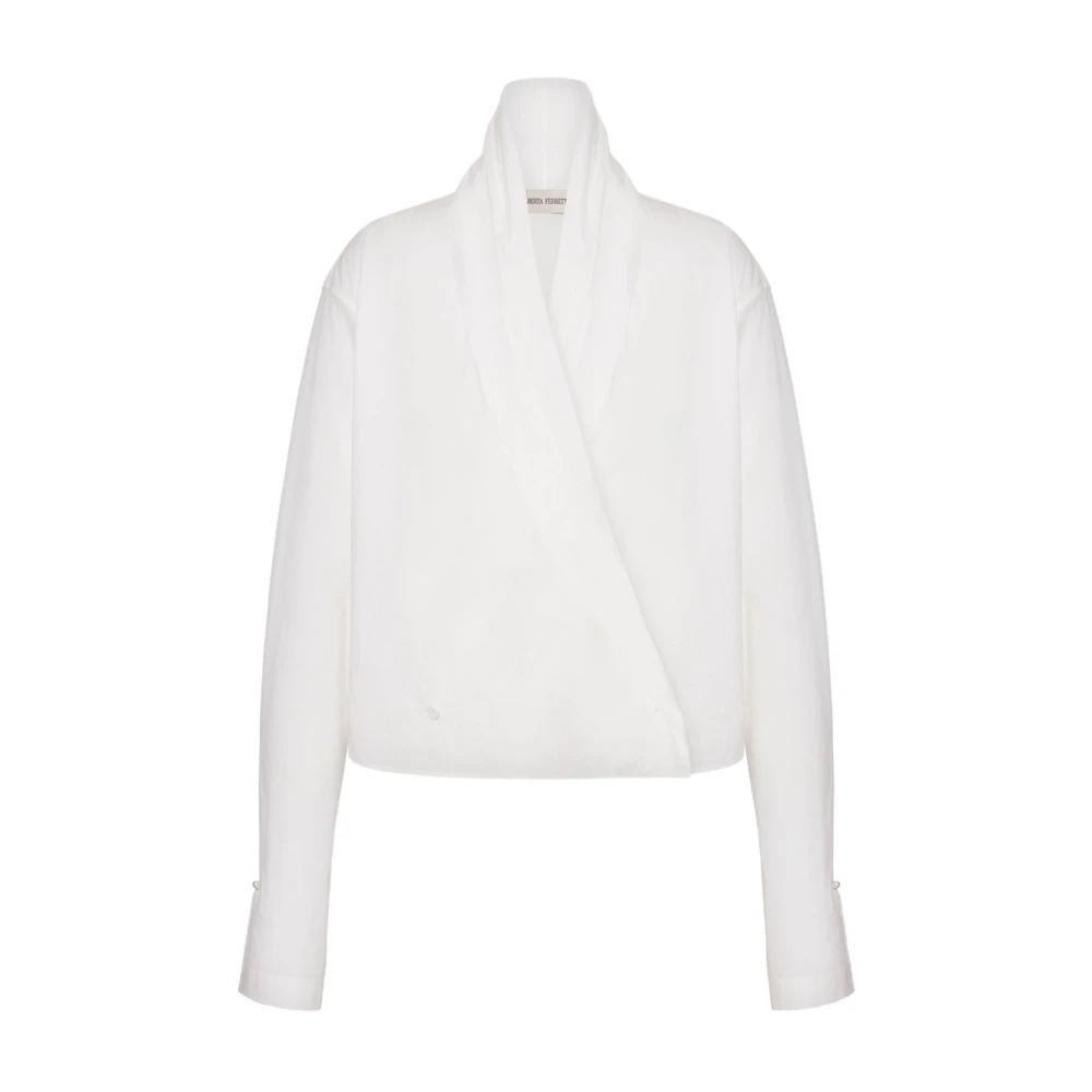 Alberta Ferretti Women's White Blouses, L, Wrap-Style Blouse