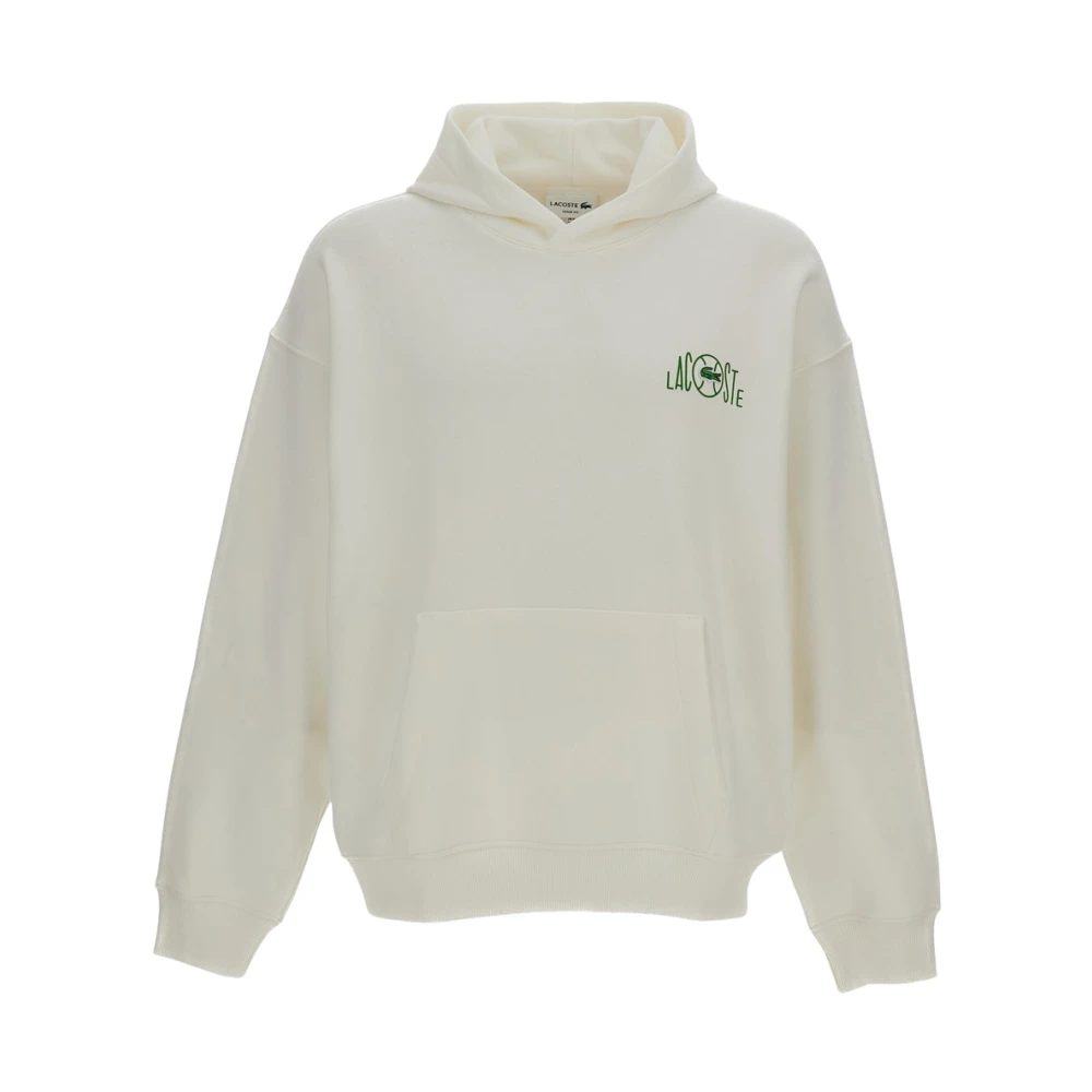 Lacoste Men's White Hoodies, L, Multi Print Fleece Hoodie