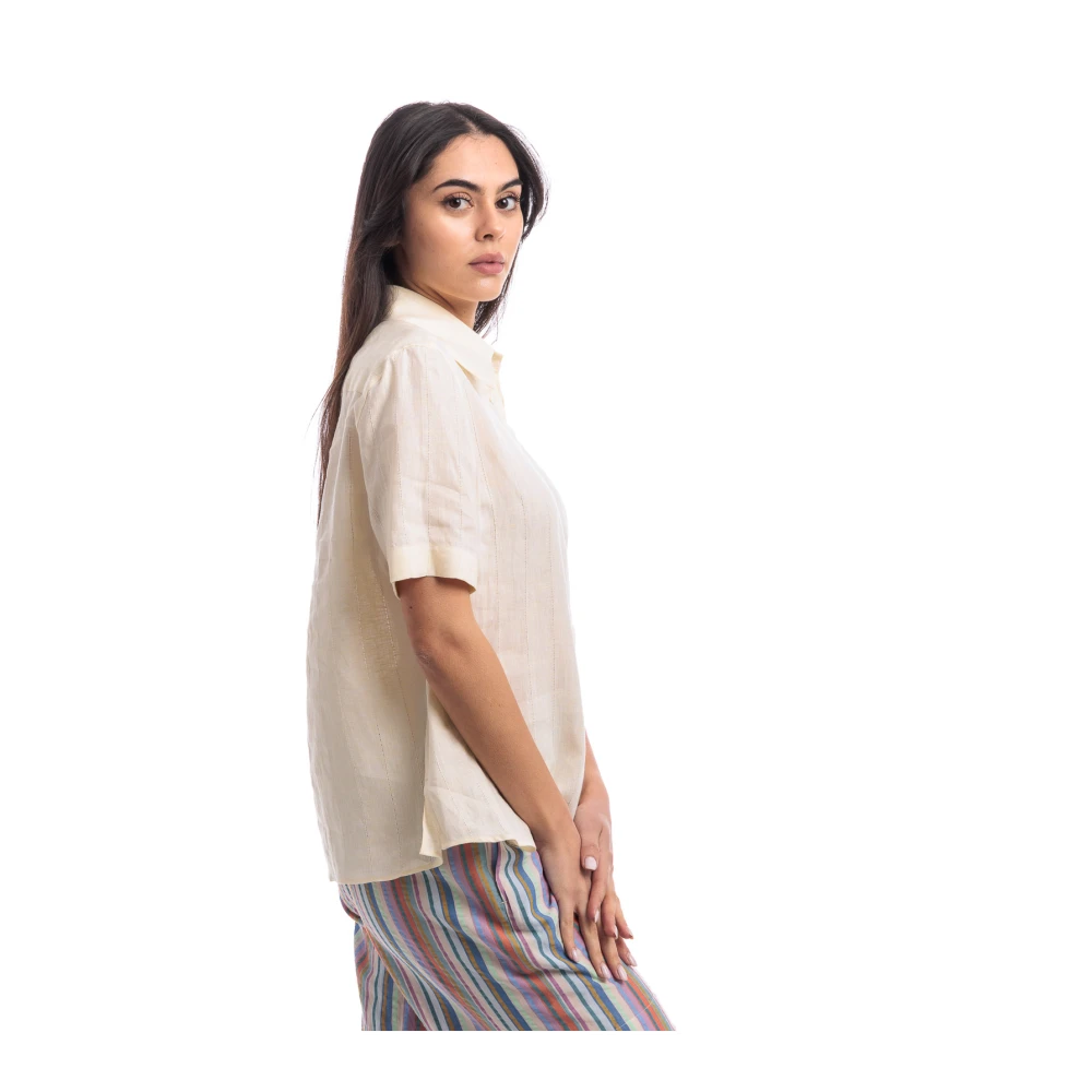 Xacus Korte mouw overhemd Beige Dames