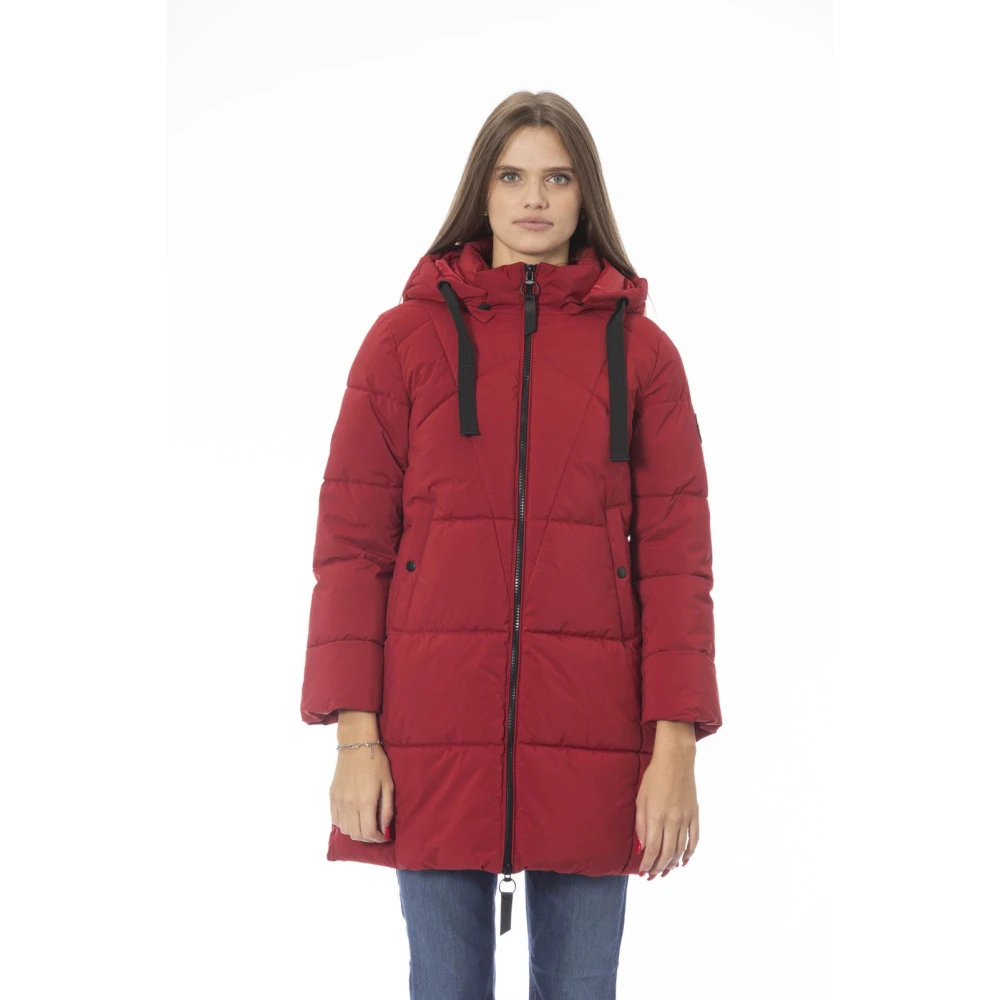 Baldinini Lange Pufferjas met externe zakken Red Dames