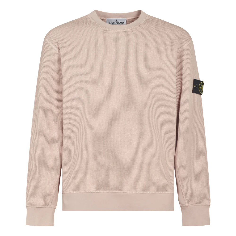 Stone Island Men's Pink Round-Neck Knitwear,, Crewneck Sweatshirt Large
