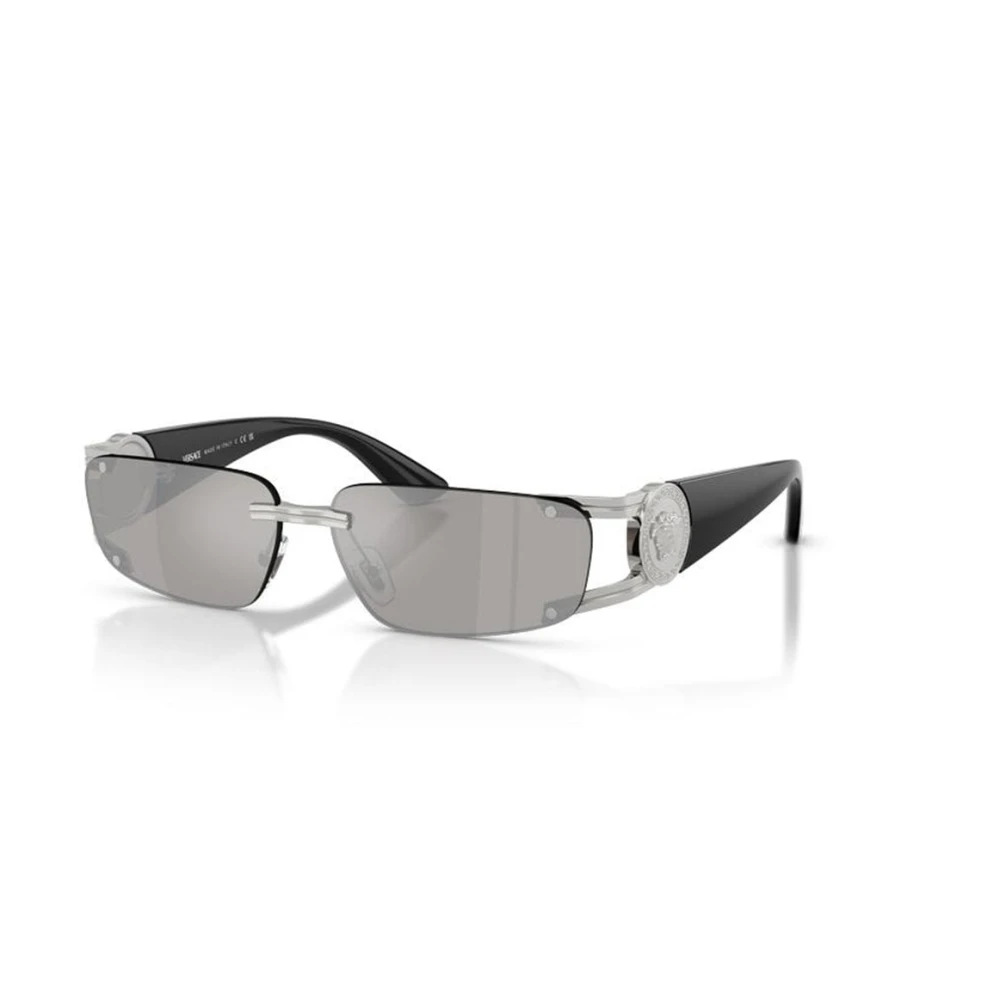 Versace Men's Gray Rimless Rectangle Sunglasses