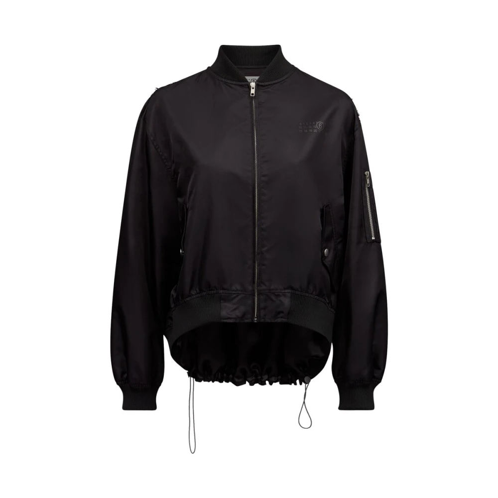 MM6 Maison Margiela Zwarte Jersey Rits Jas Black Dames