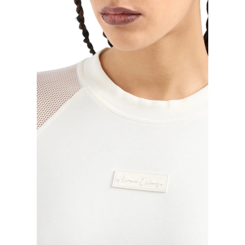 Armani Exchange Witte Mesh Sweatshirt 3Dym84 Yjepz Gray Dames