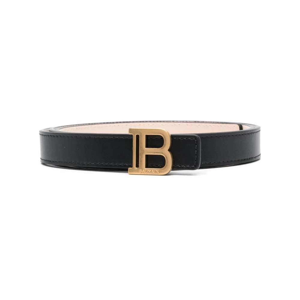 Balmain Zwarte leren riem in zwart Black Dames