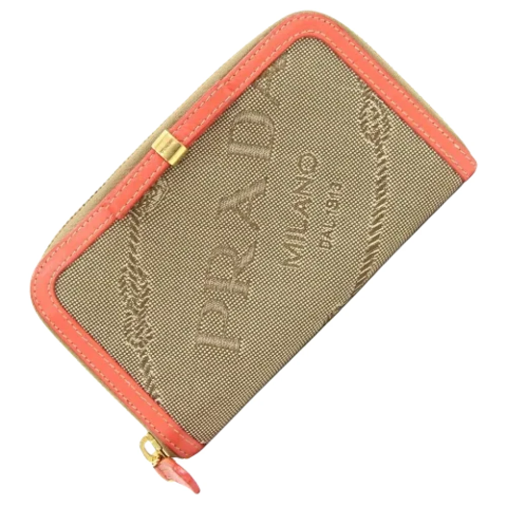 Prada Vintage Pre-owned Canvas wallets Beige Dames