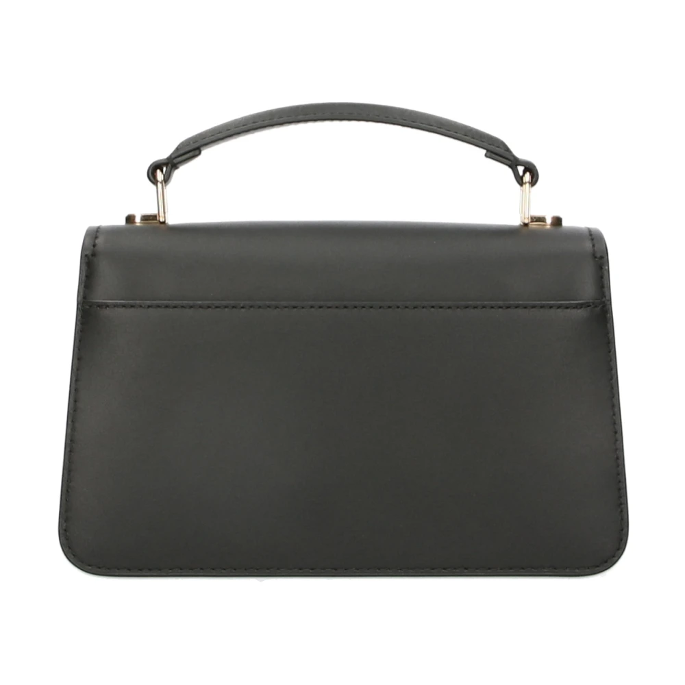 Michael Kors Zwarte leren handtas met gouden afwerking Black Dames