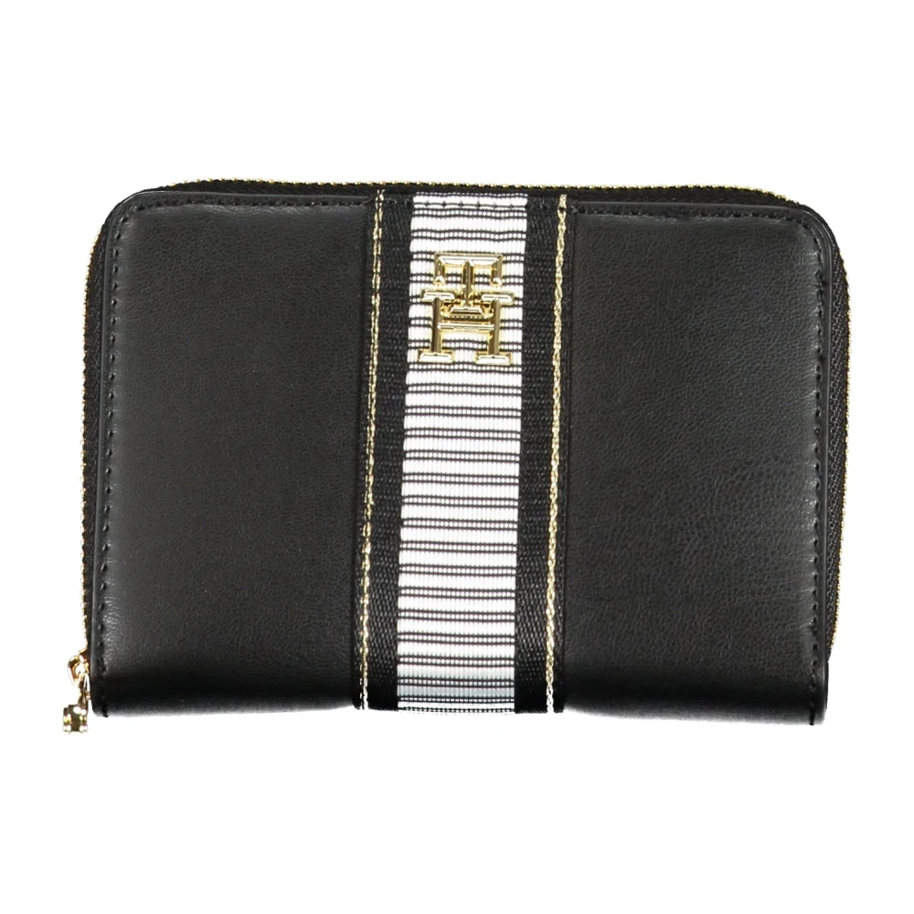 Tommy Hilfiger Damesportemonnee Zwart Contrast Rits Sluiting Black Dames