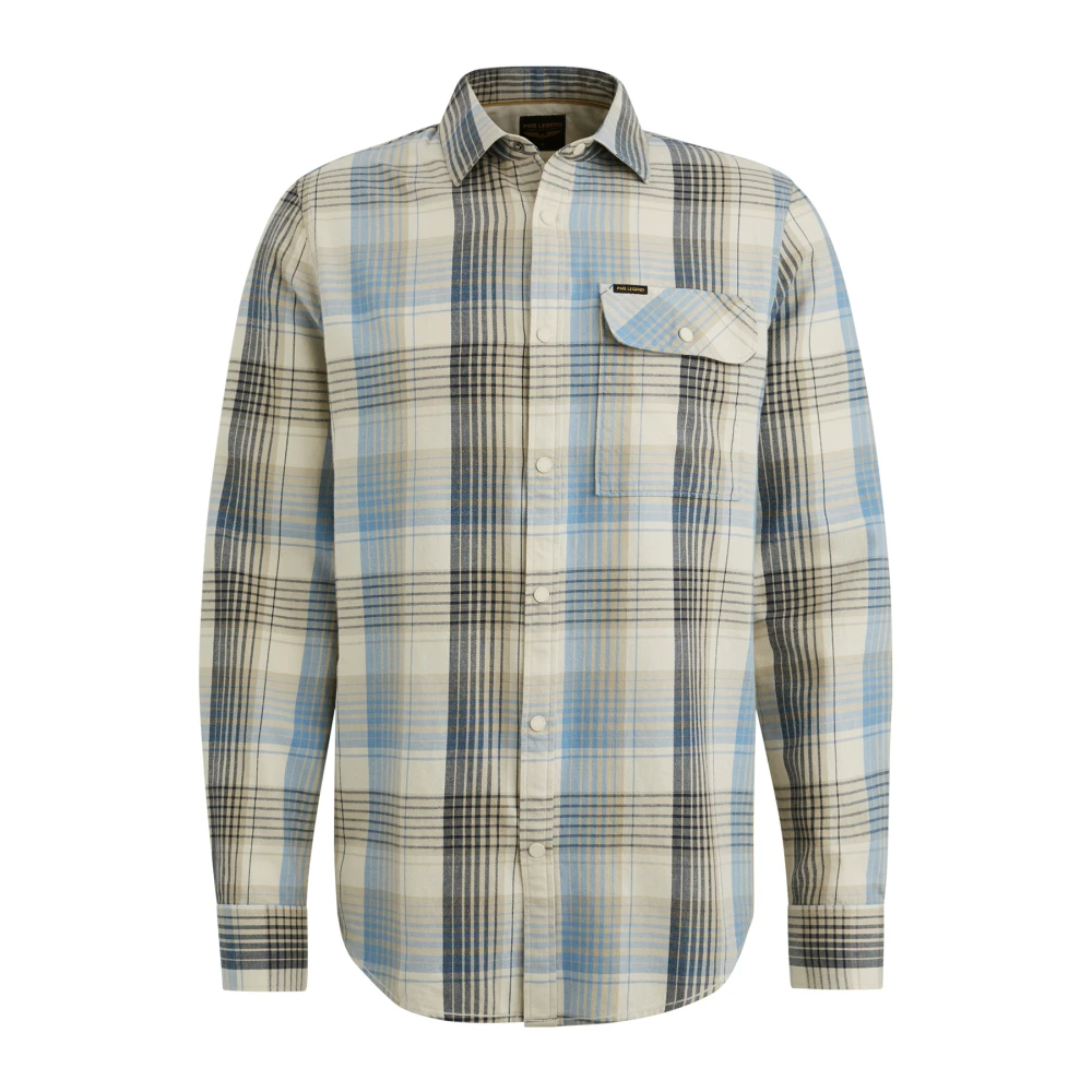 PME Legend Geruite Twill Casual Overhemd Beige Heren