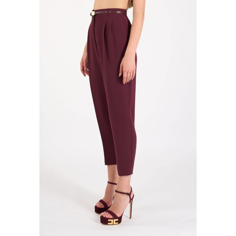 Elisabetta Franchi Rechte broek met riem Red Dames