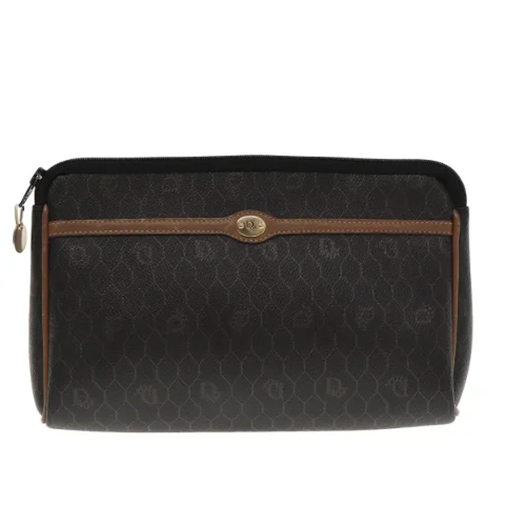 Dior Vintage Pre-owned Canvas clutches Black Dames