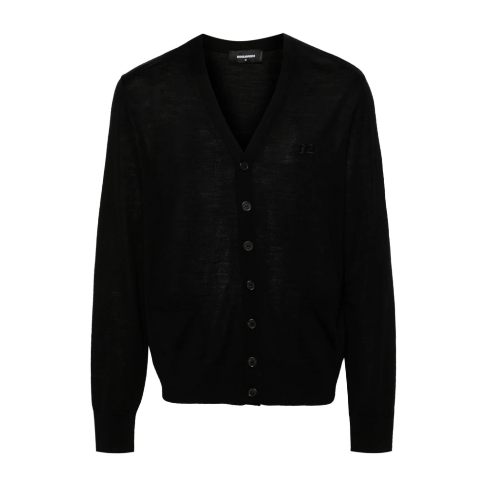 Dsquared2 Zwarte Gebreide Vesten Black Heren