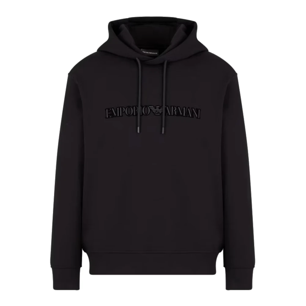 Emporio Armani Zwarte hoodie met logobedrukking Black Heren