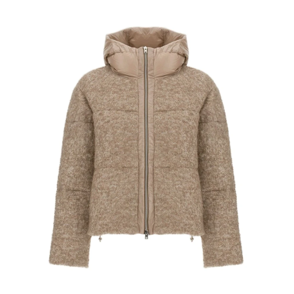Herno Kvinno Rosa Jackor Dam, S, Läder, Sequin-Embellished Bouclé Down Jacket