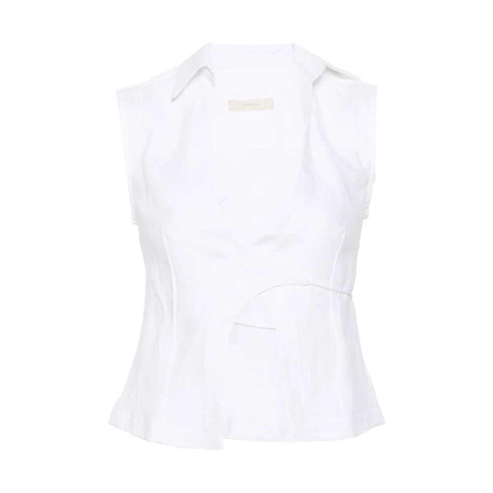 Faithfull the Brand Witte Linnen Wrap Mouwloze Shirt White Dames