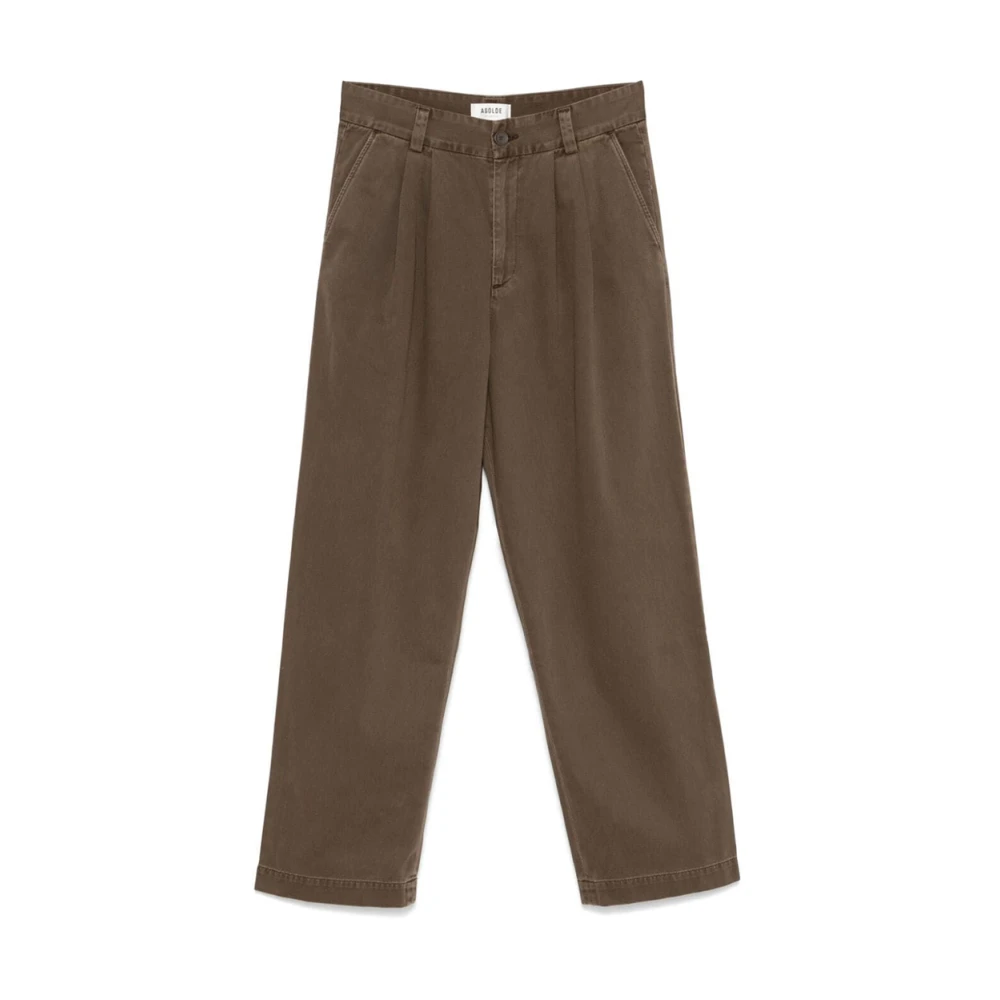 Agolde Bruine Katoenen Twill Plooi Broek Brown Heren
