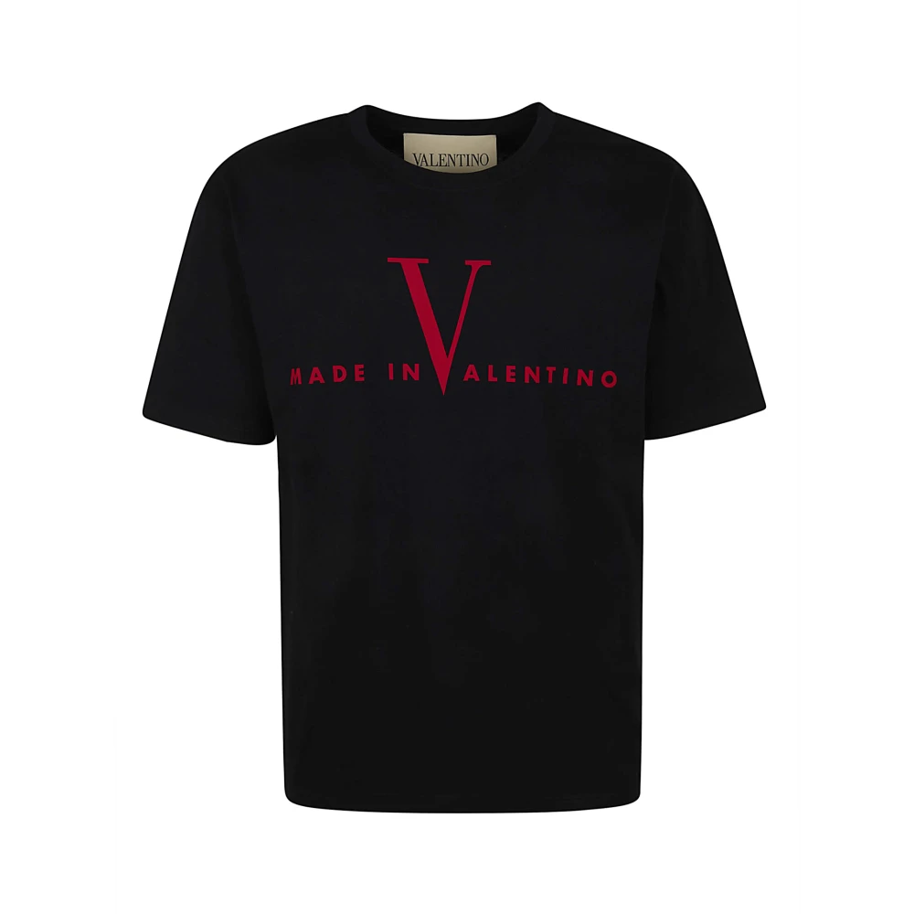 Valentino Garavani Blå Cotton T-Shirt With Made In Valentino Print