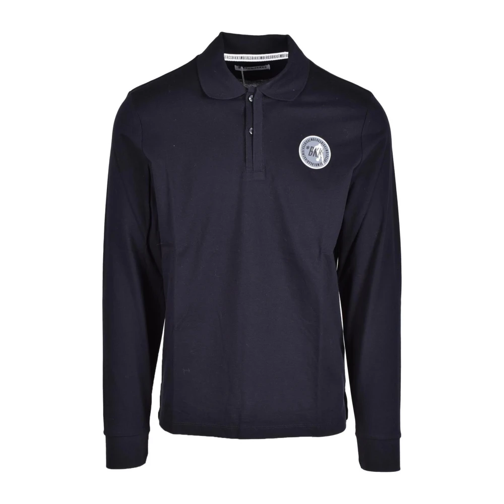 Bikkembergs Zwarte polo met lange mouwen voor heren Black Heren
