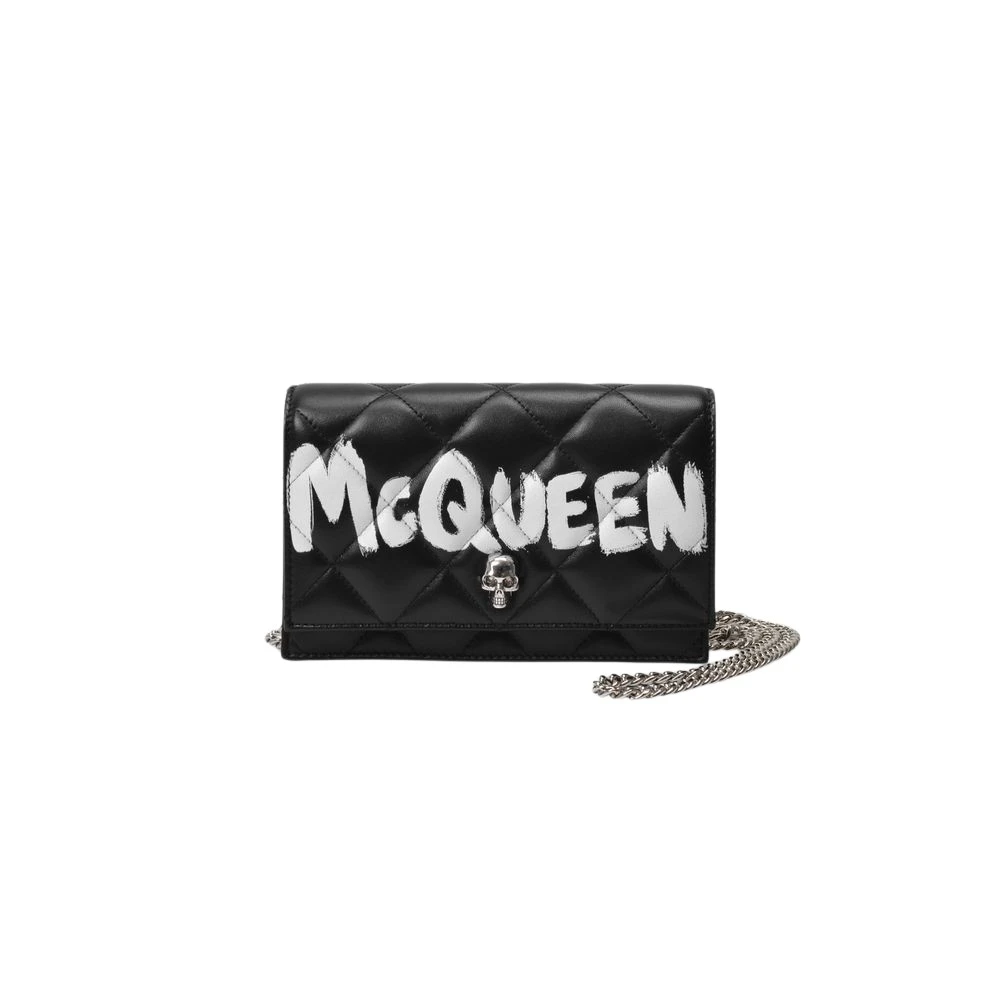 Alexander McQueen Skull Mini Väska - Svart/Ivory Läder - Quiltad Kalvskinn Black, Dam