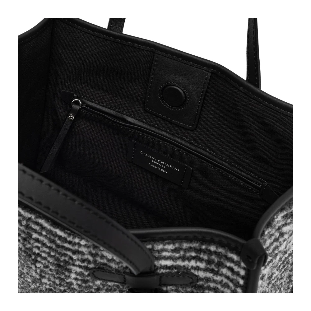 Gianni Chiarini Gestreepte oversized handtas met leren handvatten Black Dames
