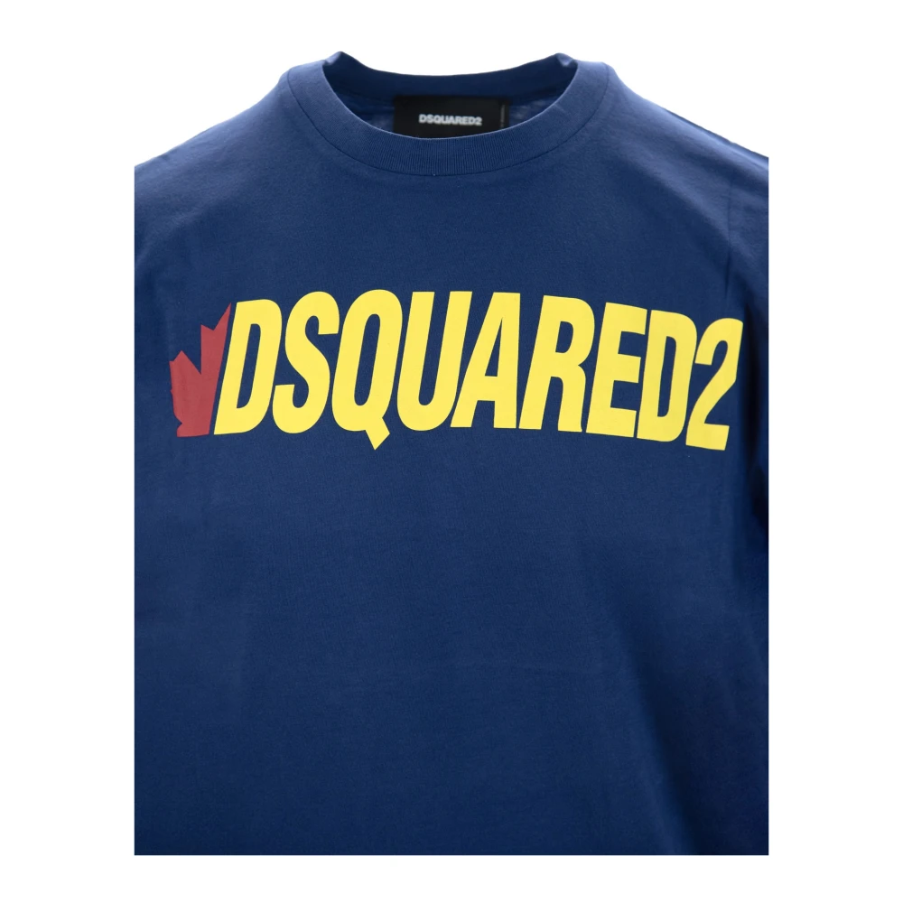 Dsquared2 Donkerblauw Oversized T-shirt met Geribbelde Kraag Blue Heren
