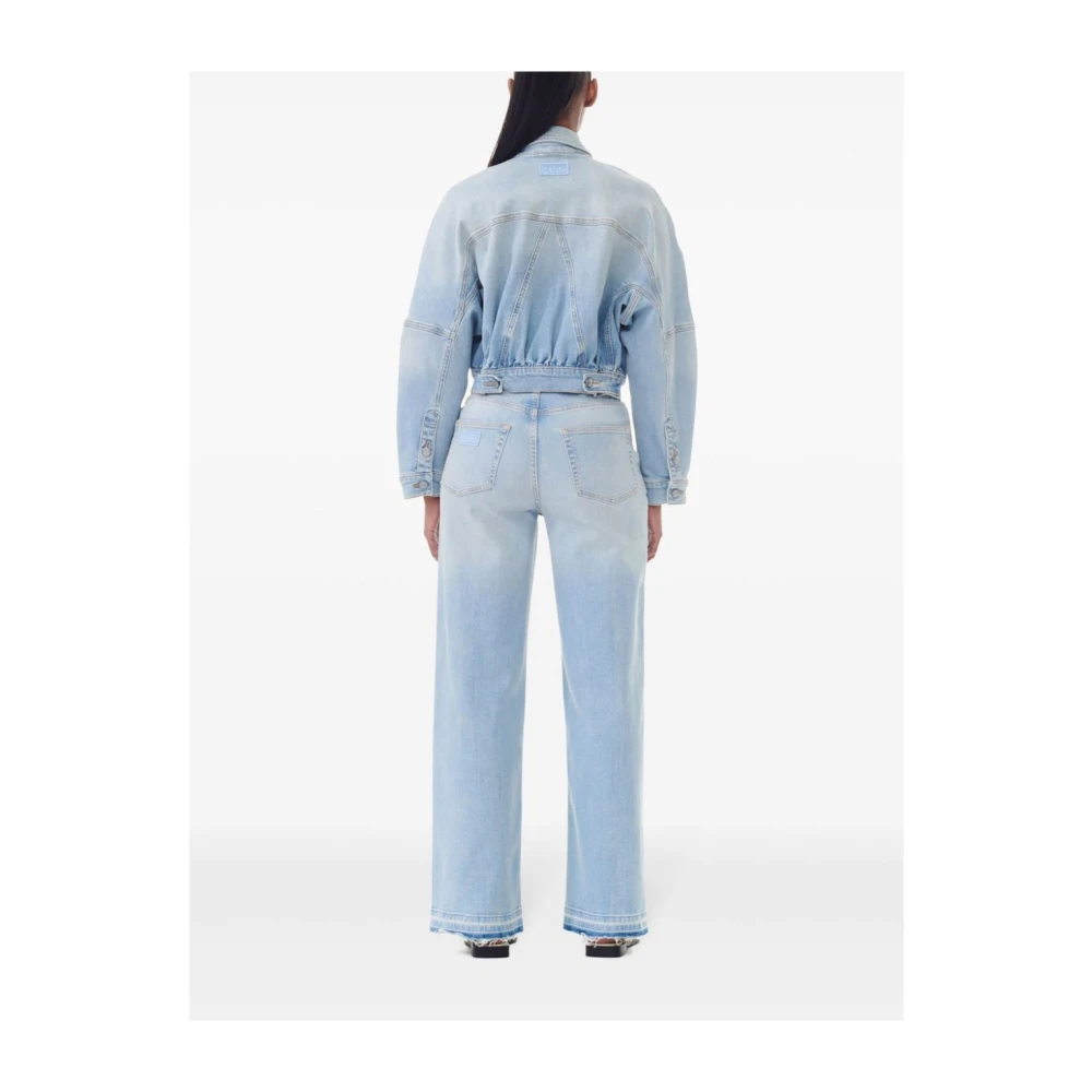 Ganni Heldere Blauwe Katoenen Jas Blue Dames
