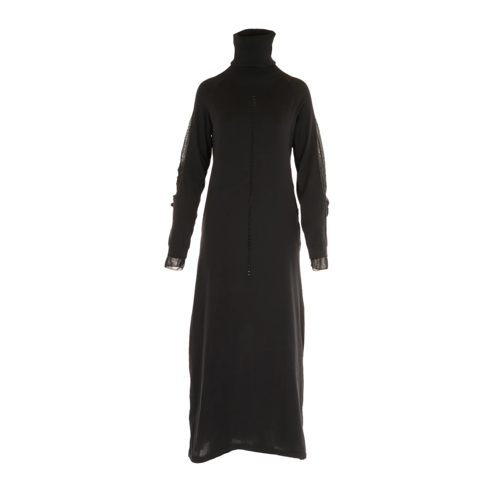 Y-3 Women's Black Maxi Dresses, M, Hooded Knit Dress