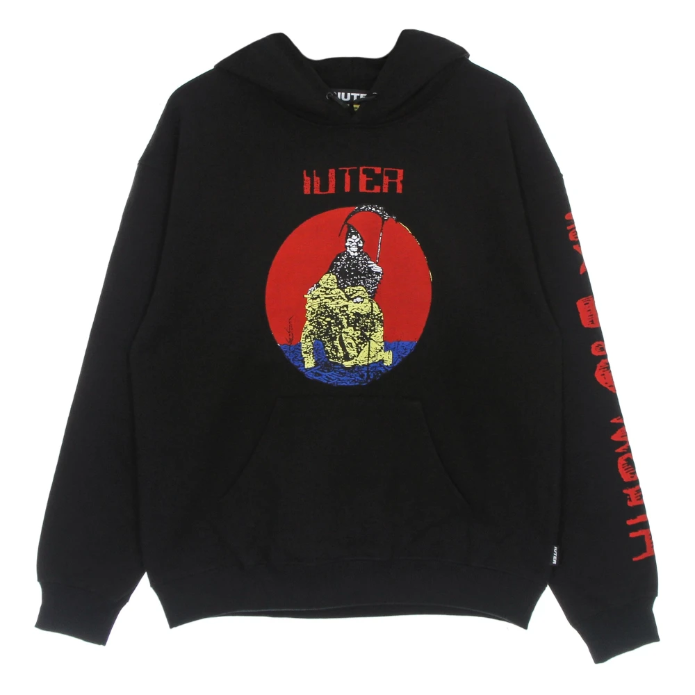 Iuter Svart Demon Hoodie Lättvikts Sweatshirt