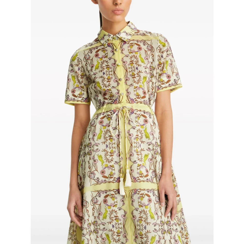 TORY BURCH Chartreuse Meadow Printed Shirt Dress Multicolor Dames