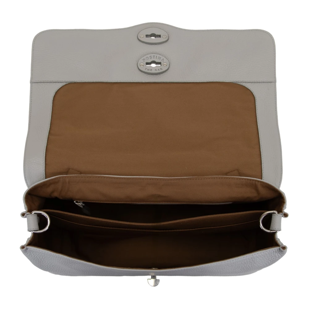 Zanellato Leren Schoudertas met Zilveren Details Gray Dames
