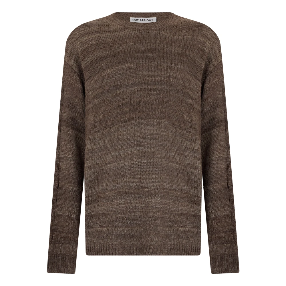 Our Legacy Men's Brown Round-Neck Knitwear, M, Silk Jumper