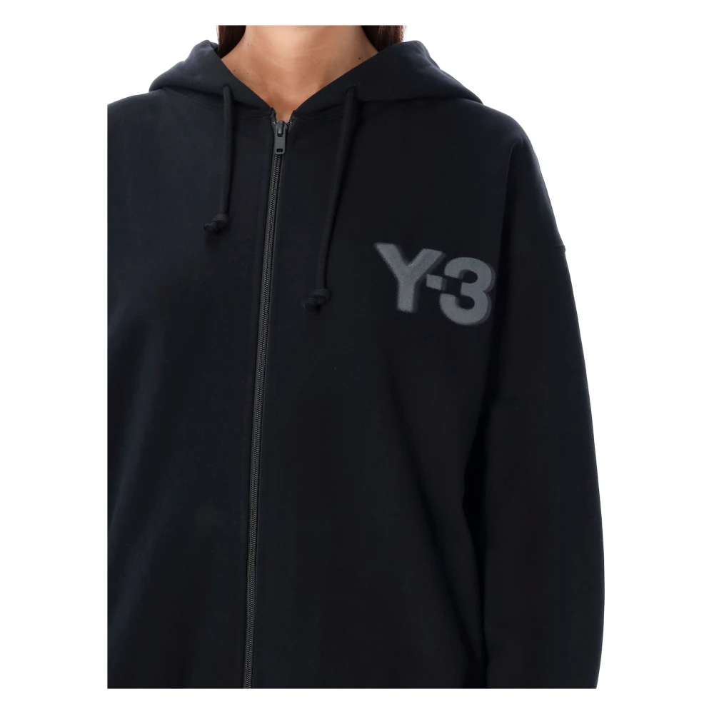 Y-3 Zwart Logo Rits Hoodie Gebreide Kleding Black Dames