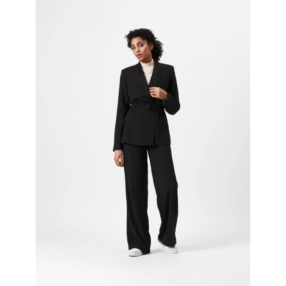 Dante 6 Zwarte Crepe Blazer met Schoudervullingen Black Dames