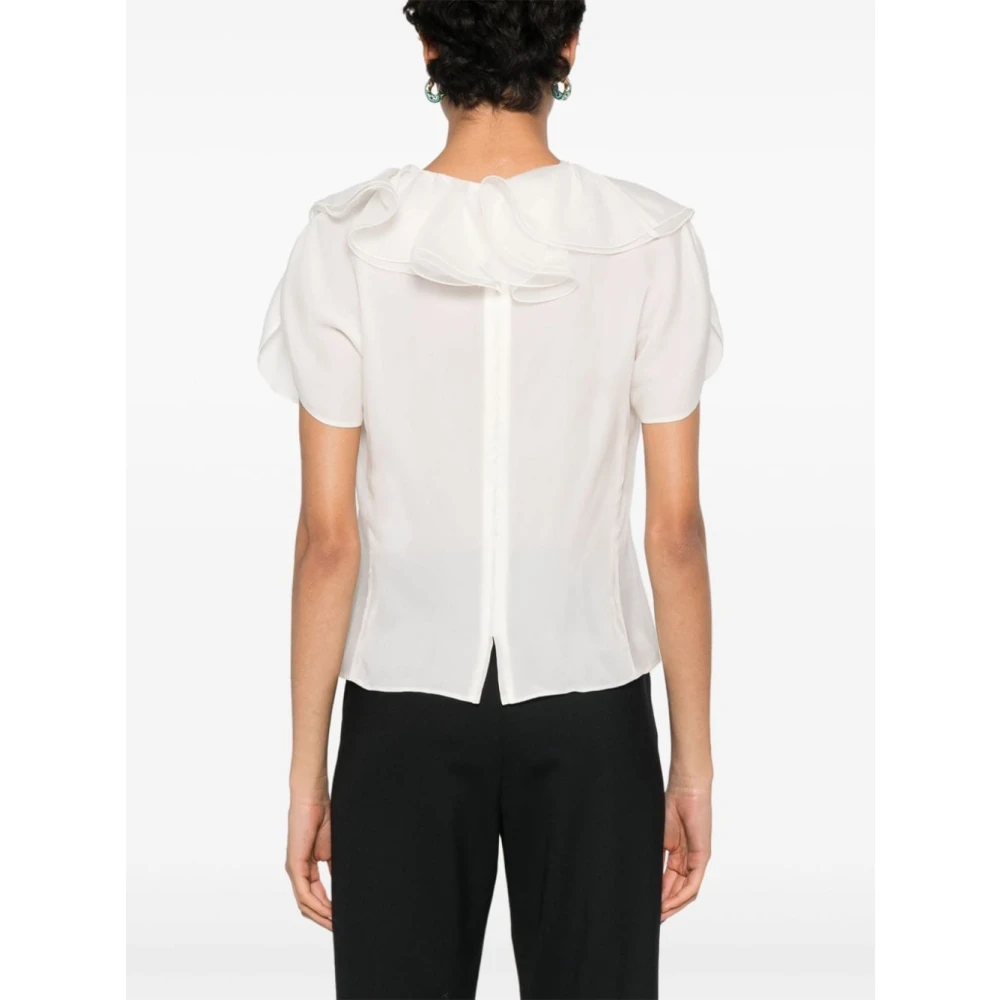 Emporio Armani Witte Zijden Gerimpelde Top White Dames
