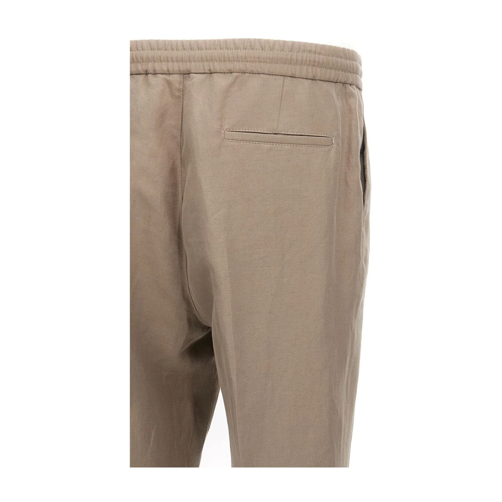 BRUNELLO CUCINELLI Elastische Trekkoord Broek Taupe Bruin Brown Heren