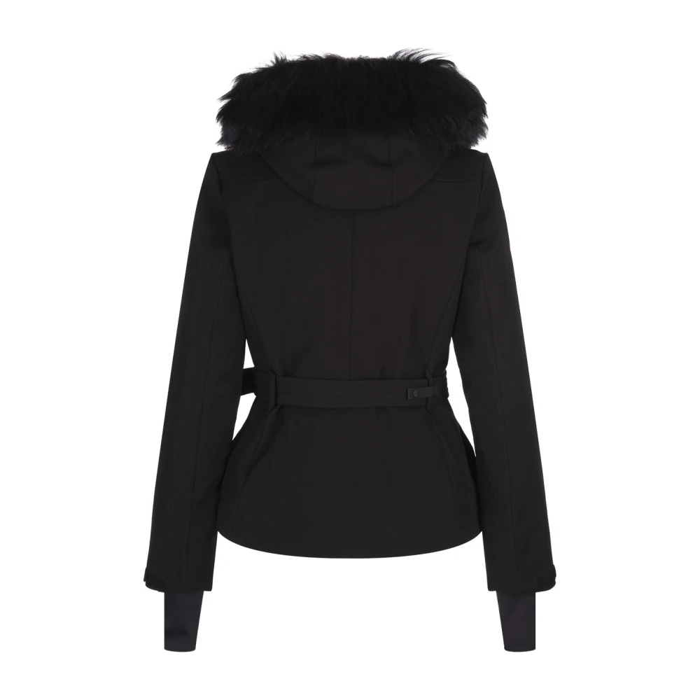Moncler Zwarte Bauges donsjack met Shearling zoom Black Dames