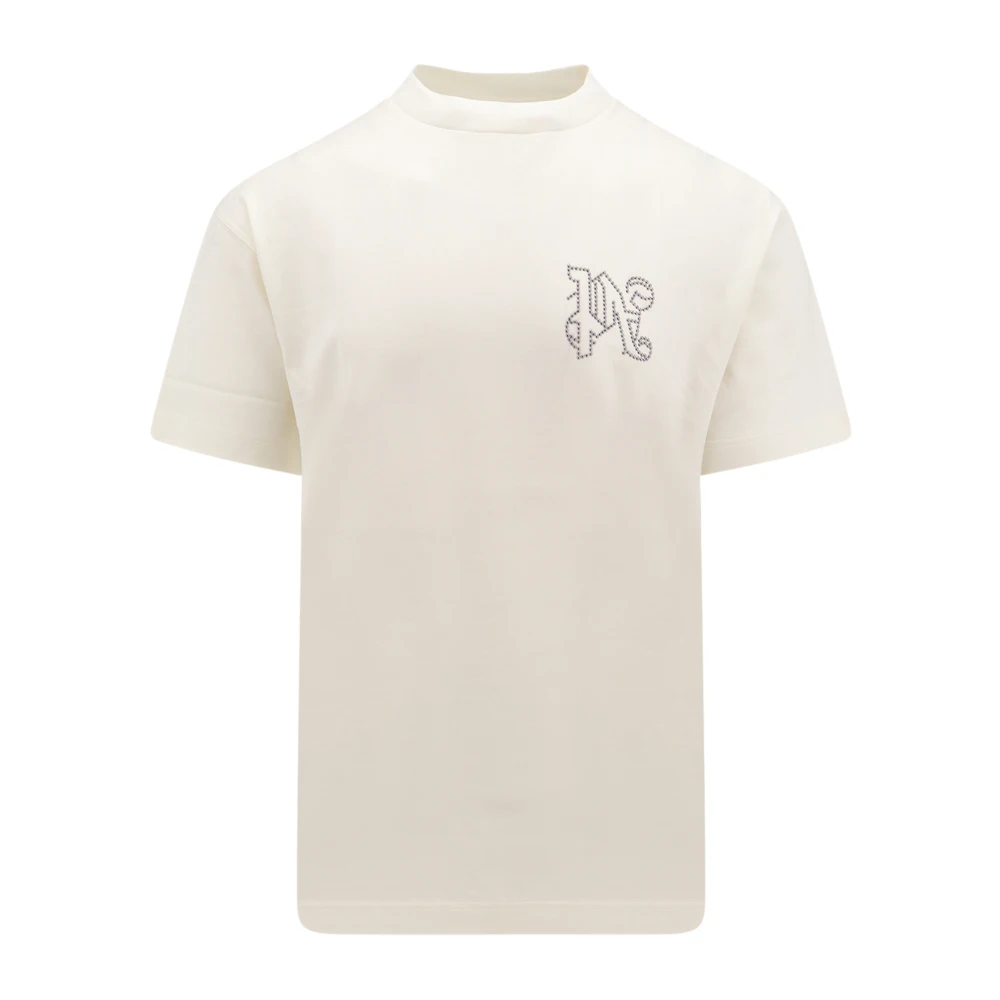 Palm Angels Witte Ss24 T-shirt met ronde kraag White Heren