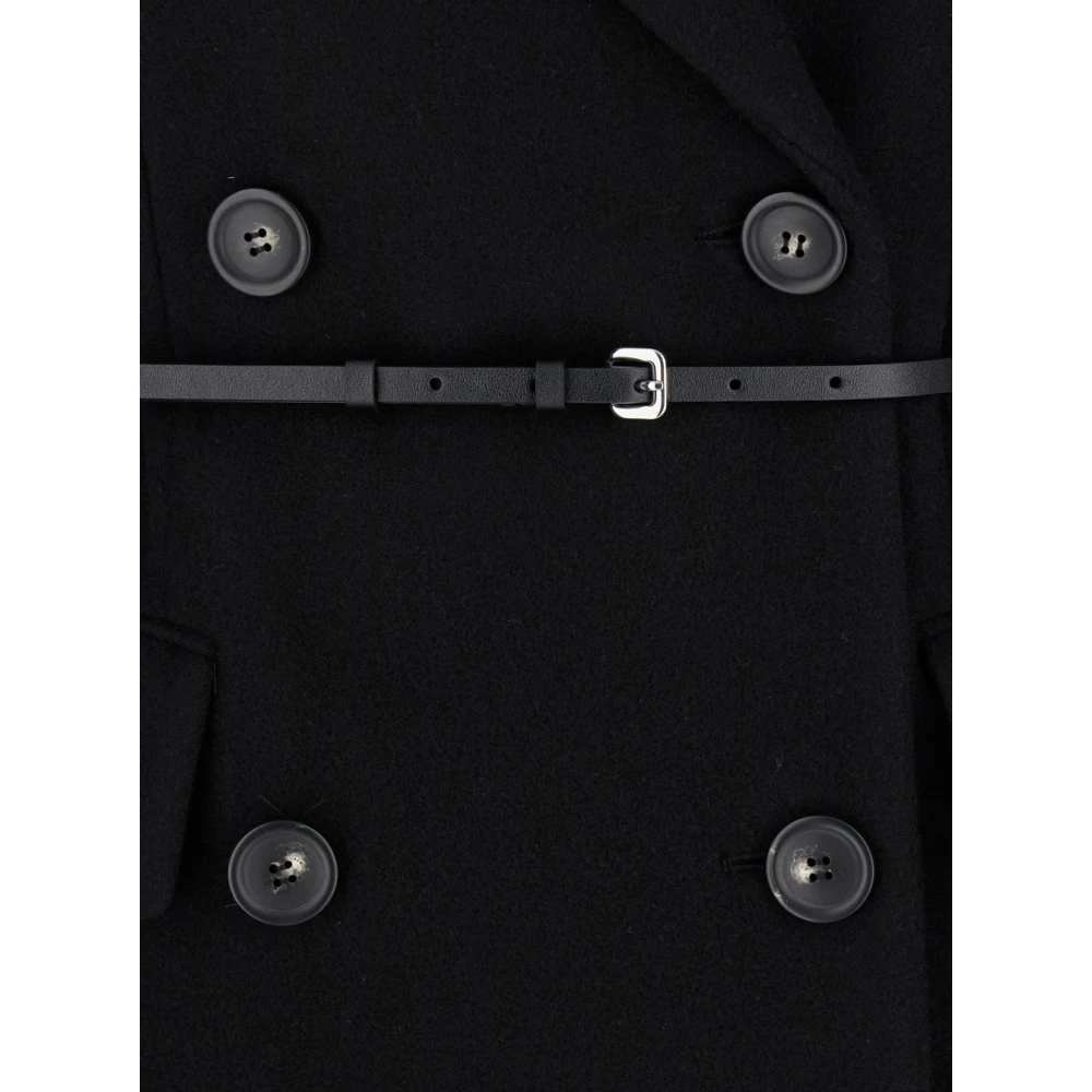SPORTMAX Zwarte dubbelrijige wol kasjmier jas Black Dames