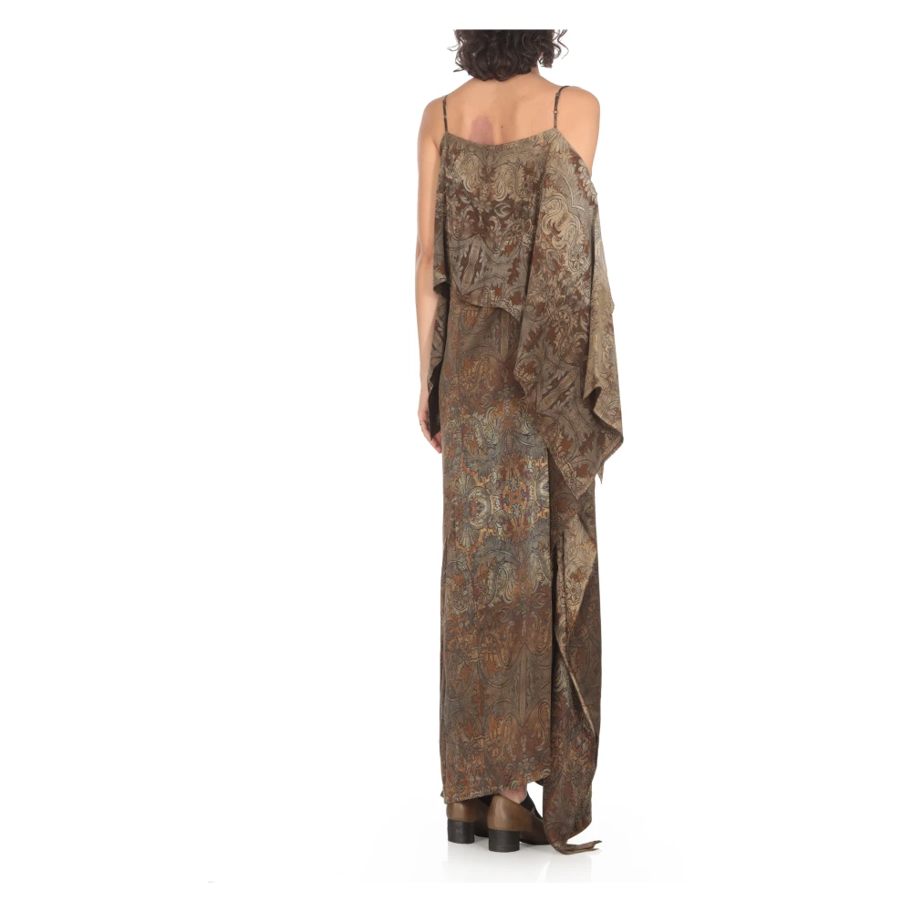 UMA Wang Bruine Bloemen Zijden Jurk Vrouw Brown Dames