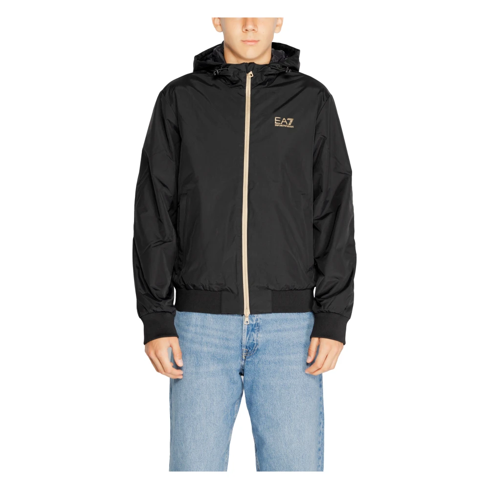 Emporio Armani EA7 Svart Zip-Up Huva Jacka Herr Höst/Vinter Black, Herr