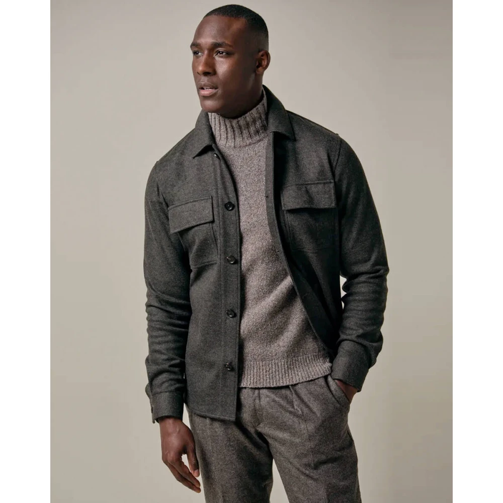 Profuomo Gebreid Bruin Overshirt Brown Heren