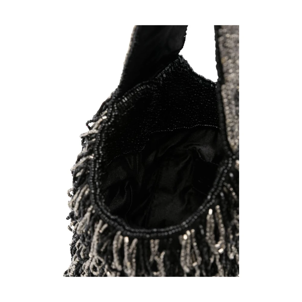 Staud Kralen Zwarte Handtas met Logodetails Black Dames