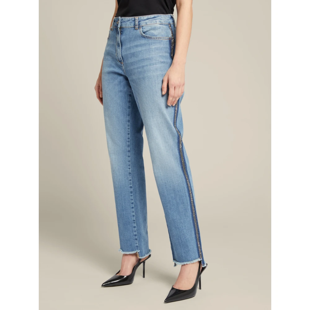 Elena Mirò Reguliere Jeans van BCI-gecertificeerd Katoen met Vintage Effect Blue Dames