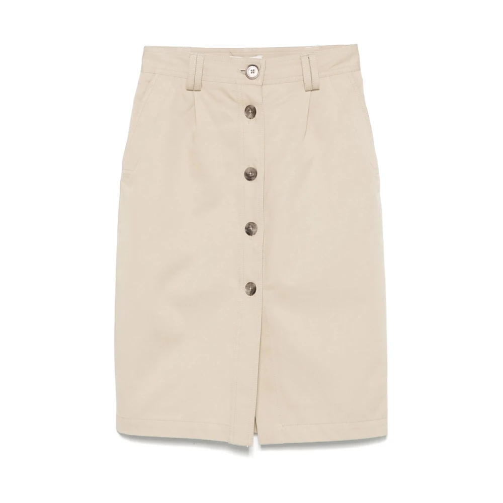 Anine Bing Beige Rok met Knoopsluiting en Zakken Beige Dames